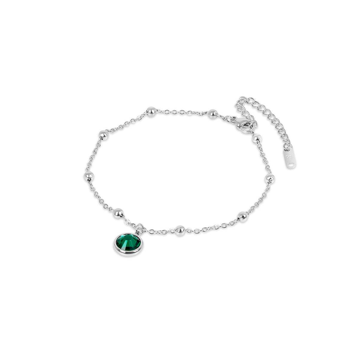 Colar de Pulseira de Bola de Esmeralda Prata