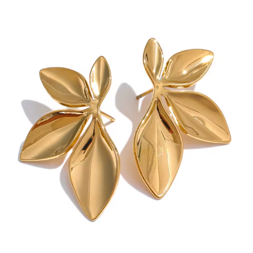 Brinco Folha Banhado a Ouro 18k