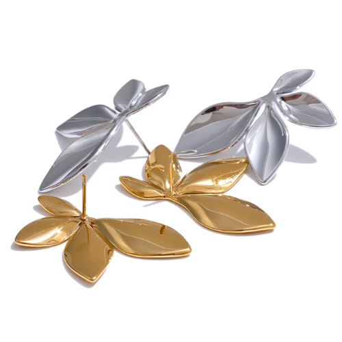 Brinco Folha Banhado a Ouro 18k