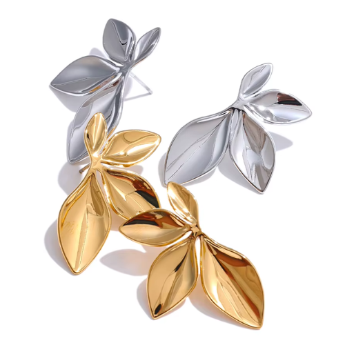 Brinco Folha Banhado a Ouro 18k