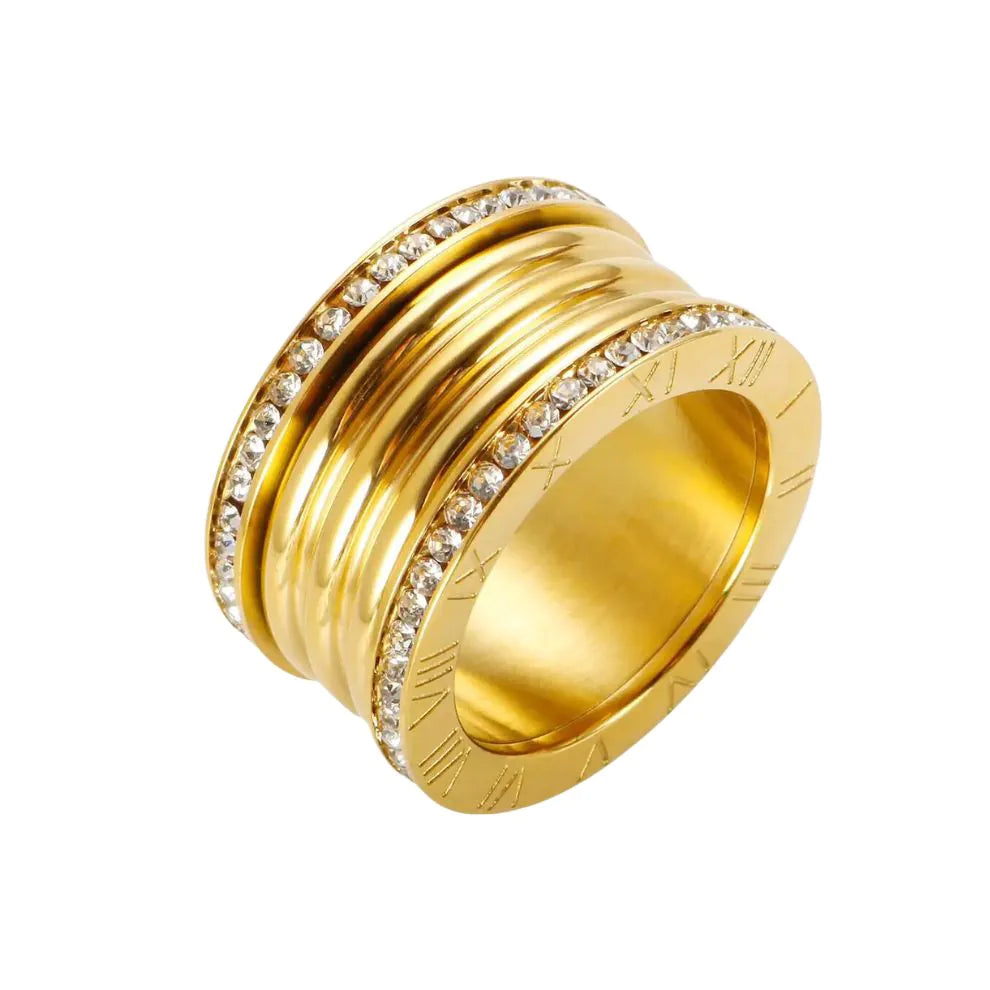 Anel Luxo Romano com Zircônia