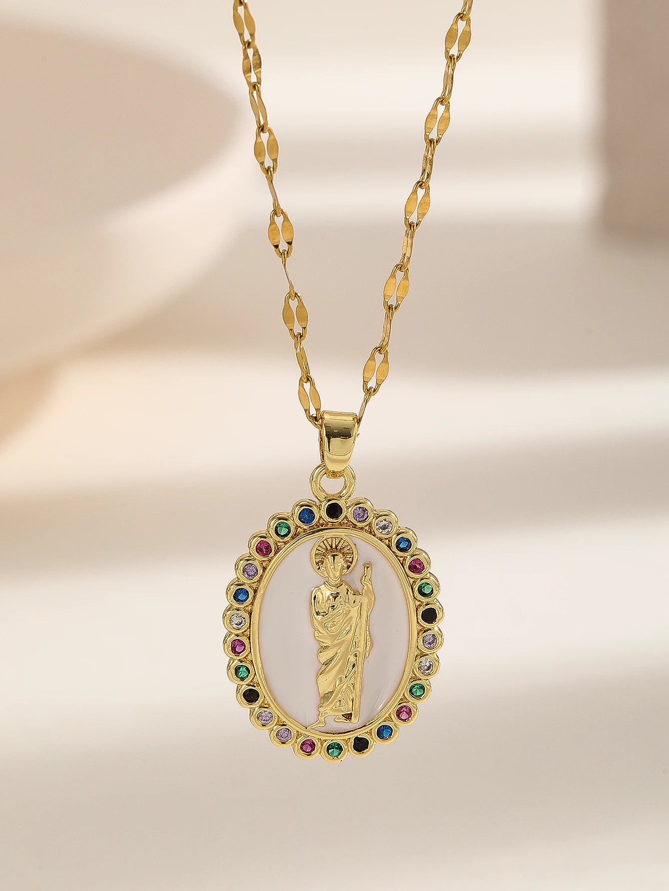 Colares com Pingente Virgem Maria Banhado a Ouro 18K