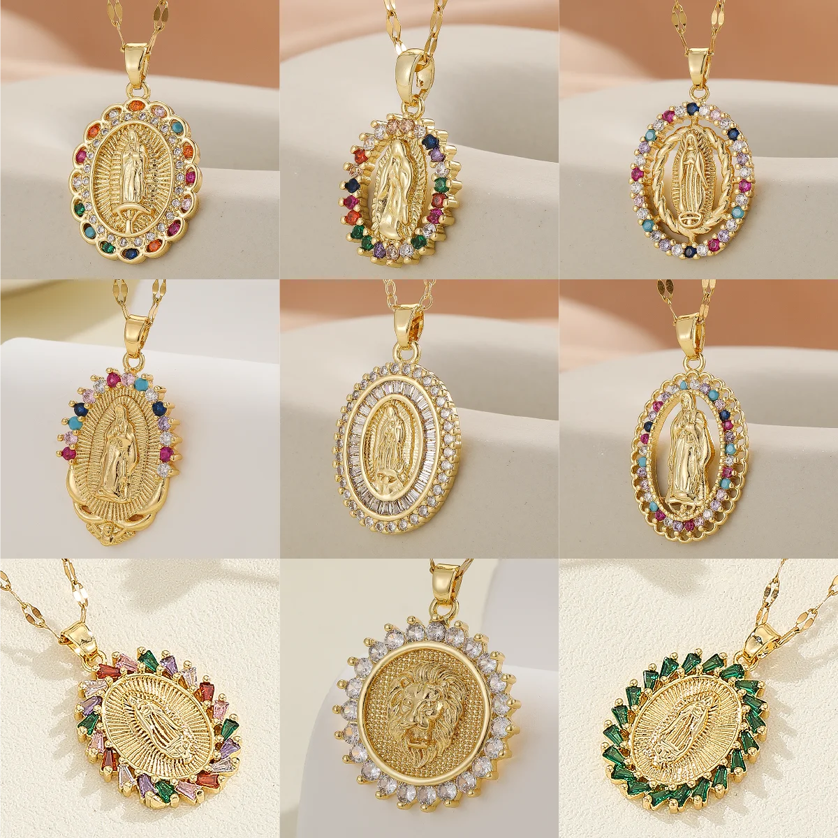 Colares com Pingente Virgem Maria Banhado a Ouro 18K