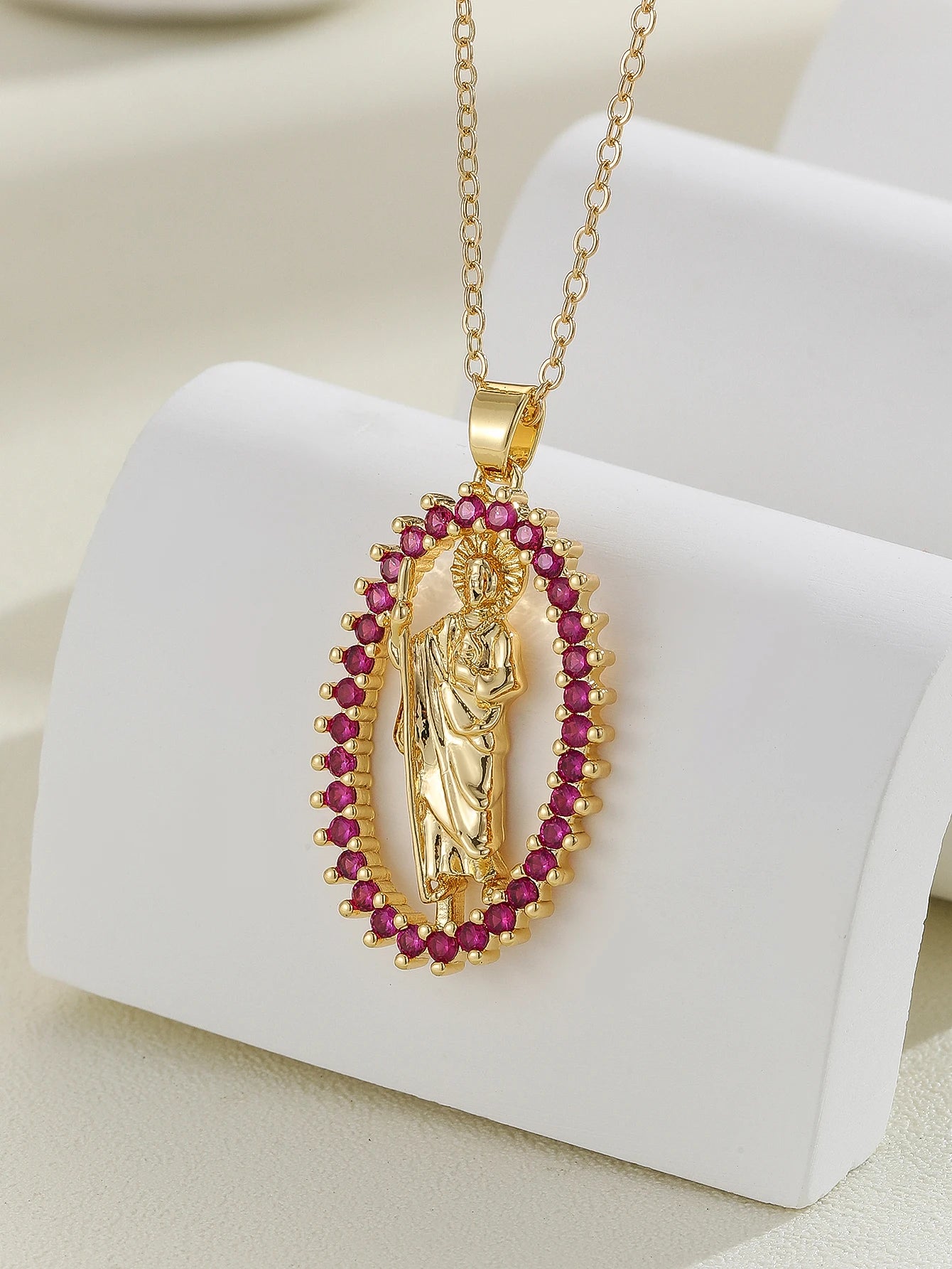 Colares com Pingente Virgem Maria Banhado a Ouro 18K