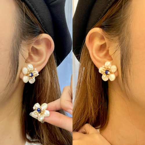 Brinco Flor com Pérolas Barrocas Naturais