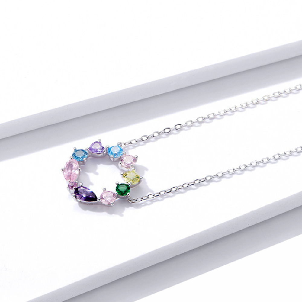 Colar com Pingente Redondo com Cristais Colors